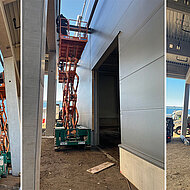 Fassadenmontage auf neun Metern Höhe