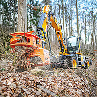 Kraftvolle Greifersäge für kleine Bagger 